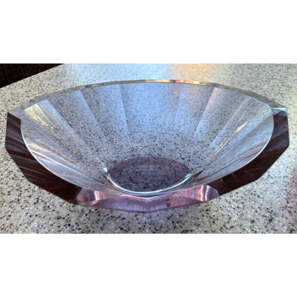 Vintage Rare Purple CESKA Bohemian Czechoslovakia Crystal Oval Bowl 10" L x 7" W - Picture 4 of 7